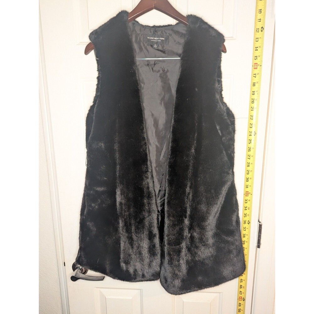 Marc New York By Andrew Mark Faux Fur Vest Black Womens Size Medium